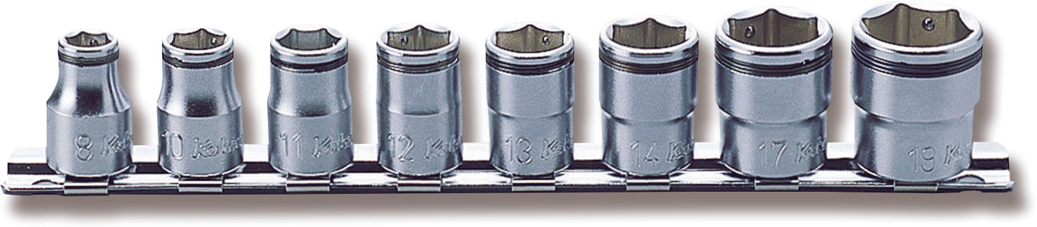 Jeu de douilles carrées 3/8" (8-19 mm) avec pince à écrous de 200 mm (8 pièces) 
