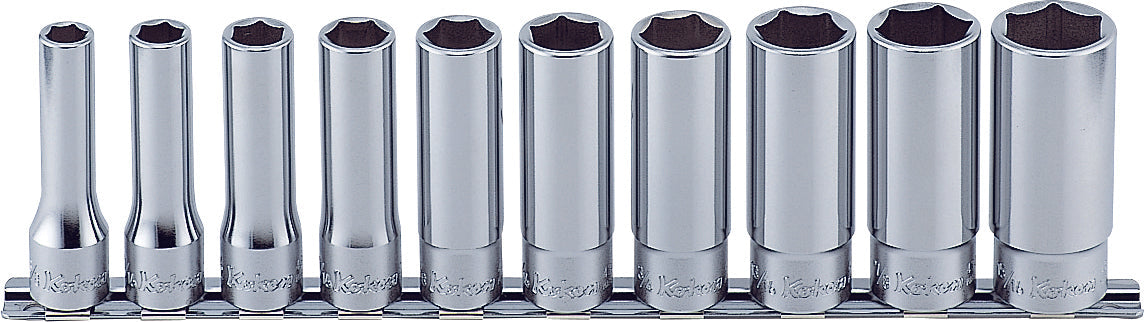 10 piece 1/2 Sq. Dr. 12 Point Deep SAE Socket Set