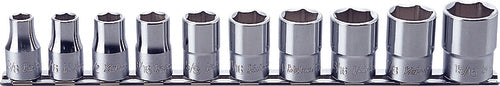 Jeu de 10 douilles chromées 1/2" à 6 pans, SAE 