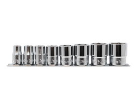 8 Piece 1/2 Sq. Dr. Whitworth, 6 Point, SAE, Chrome Socket Set