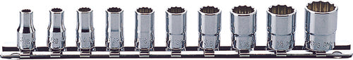 1/4 Sq. Dr. Socket set  3/16-9/16 12 point 150mm Aerospace 10 pieces