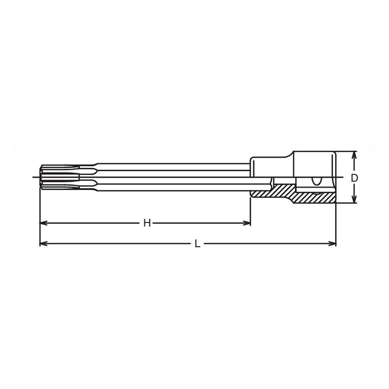 Douille carrée 1/2" de 140 mm pour vis de culasse 