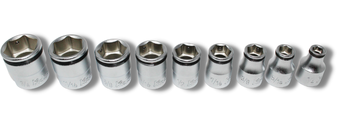 3/8 Sq. Dr. Nut-Grip, SAE, Socket Set - 9 pieces